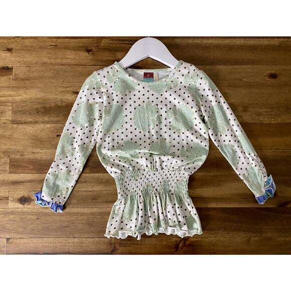 Matilda Jane Heart Soul Pride Aster Elaina Knit Green Brown Polka Dot Floral Top - Picture 2 of 9